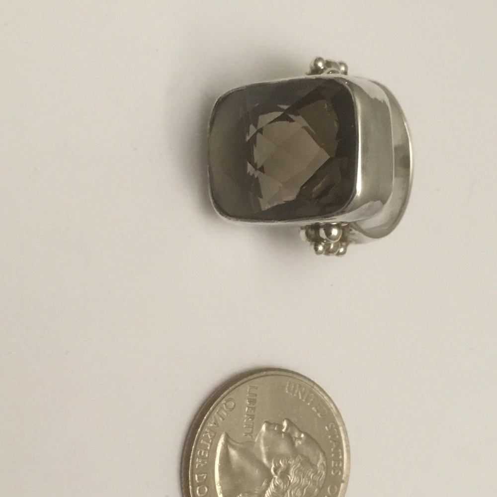 Sterling Silver cocktail ring w faceted st…